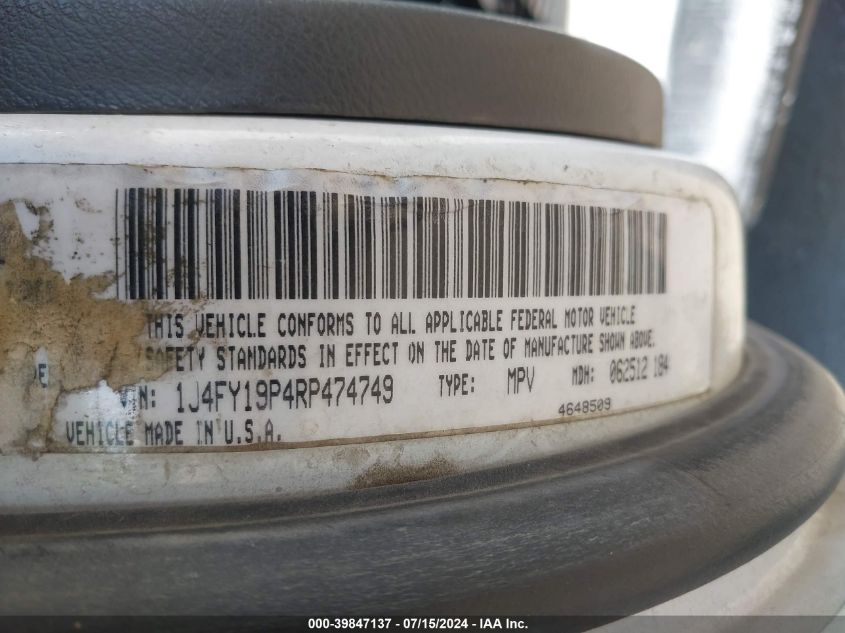 1994 Jeep Wrangler / Yj S VIN: 1J4FY19P4RP474749 Lot: 39847137