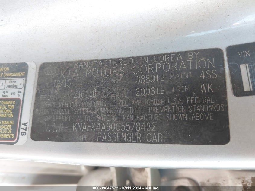 2016 KIA FORTE LX - KNAFK4A60G5578432