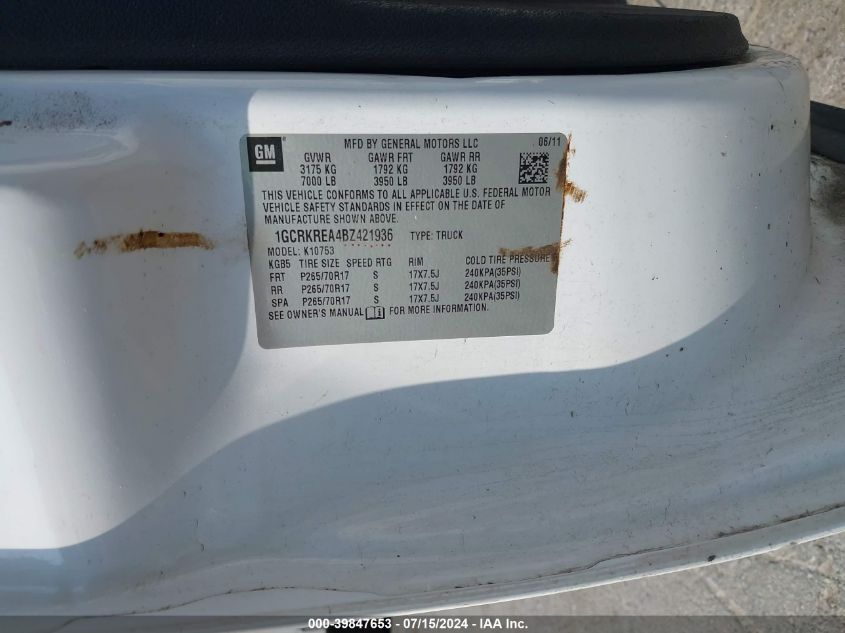 2011 Chevrolet Silverado 1500 Ls VIN: 1GCRKREA4BZ421936 Lot: 39847653