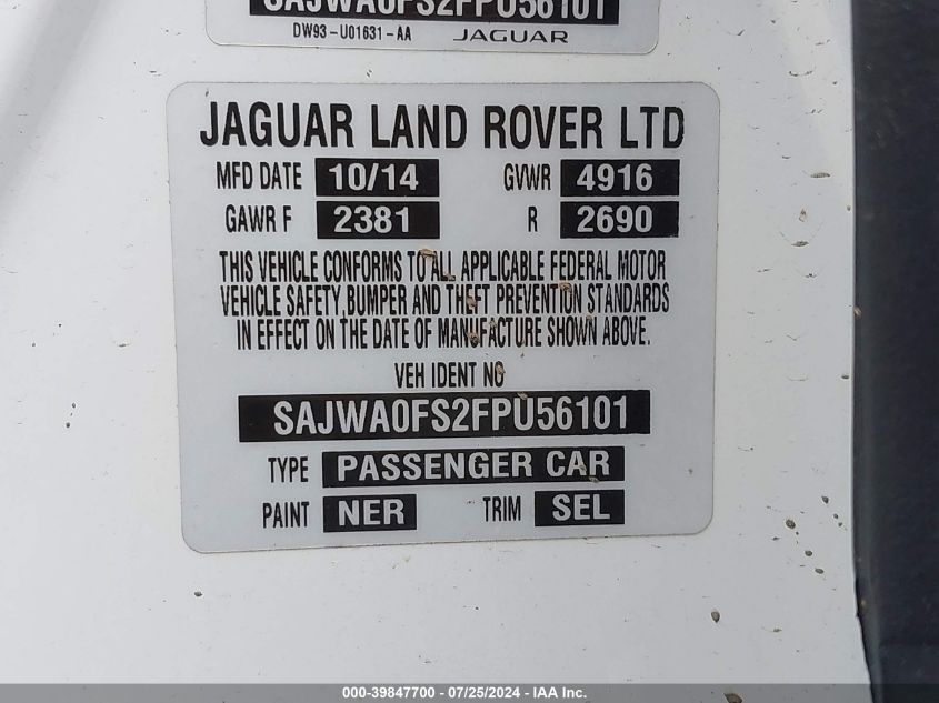 SAJWA0FS2FPU56101 2015 Jaguar Xf 2.0T Premium