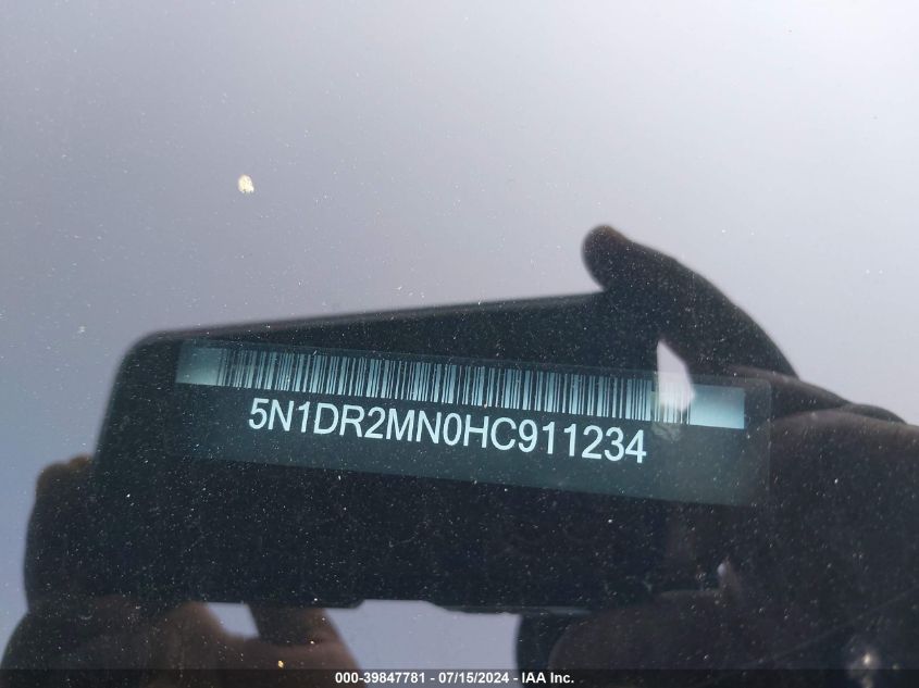 2017 Nissan Pathfinder Sv VIN: 5N1DR2MN0HC911234 Lot: 39847781