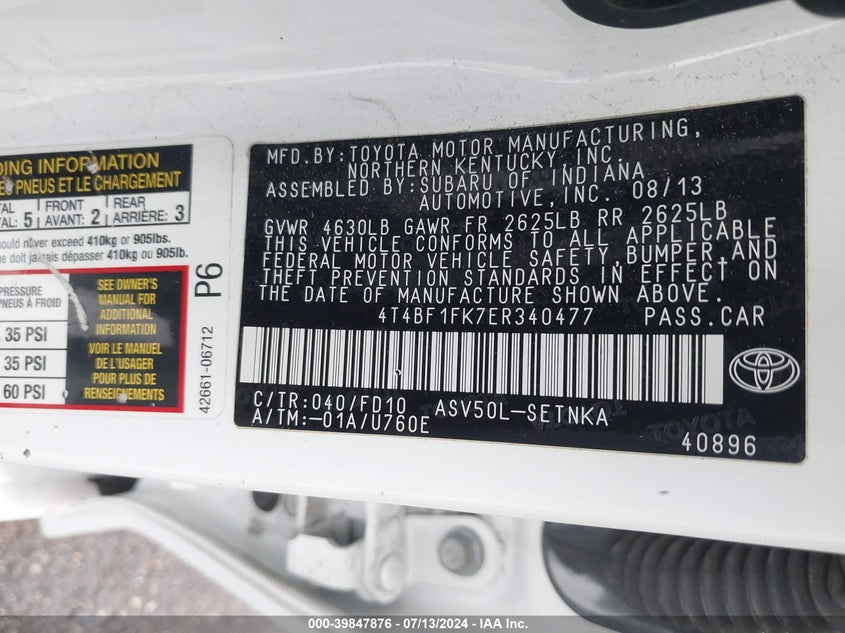 2014 TOYOTA CAMRY LE - 4T4BF1FK7ER340477