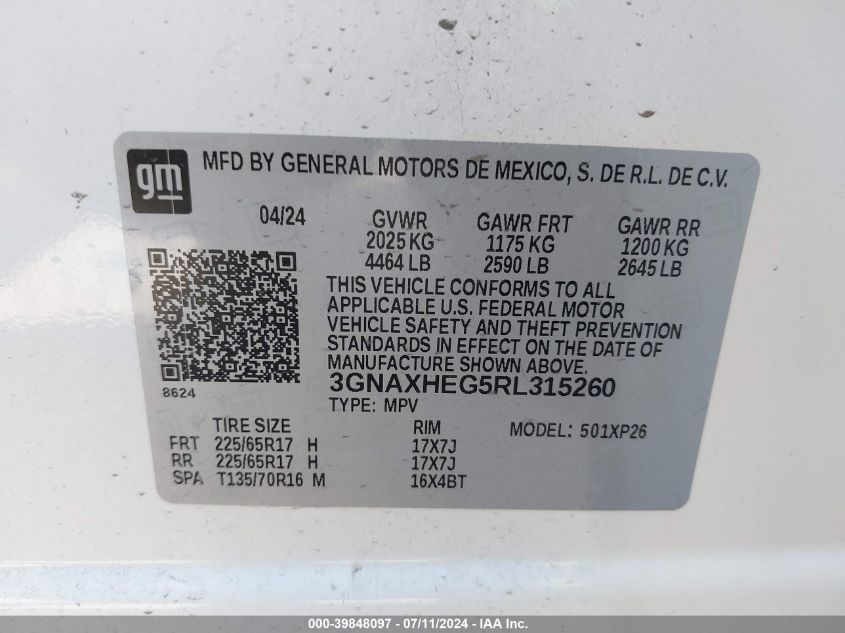 2024 CHEVROLET EQUINOX FWD LS - 3GNAXHEG5RL315260