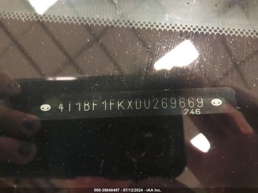 2013 Toyota Camry Se VIN: 4T1BF1FKXDU269669 Lot: 39848497