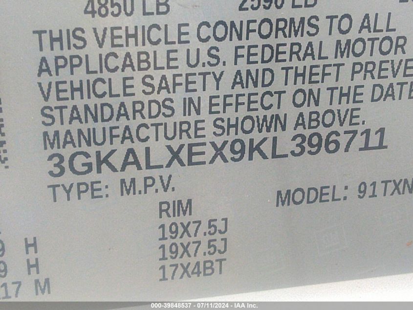 2019 GMC Terrain Denali VIN: 3GKALXEX9KL396711 Lot: 39848537