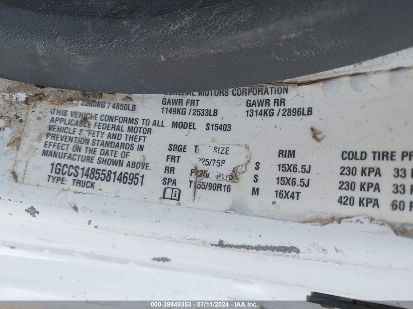 1GCCS148558146951 2005 Chevrolet Colorado Ls