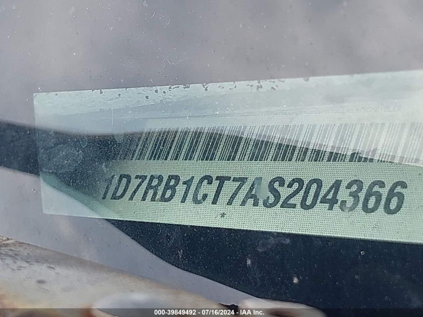 2010 Dodge Ram 1500 Laramie VIN: 1D7RB1CT7AS204366 Lot: 39849492