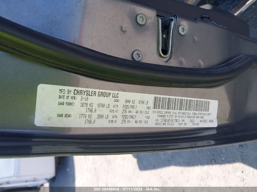 2010 Dodge Ram 1500 St VIN: 1D7RB1GP1AS179610 Lot: 39849904