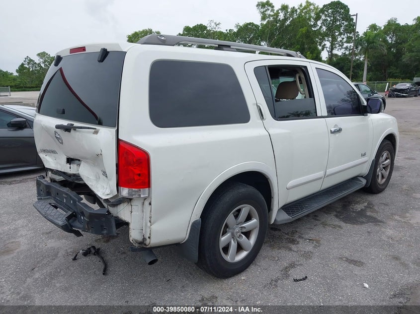 2008 Nissan Armada Se VIN: 5N1BA08D98N605352 Lot: 39850080