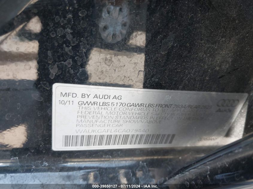 WAUKGAFL4CA079440 2012 Audi S4 3.0 Premium Plus