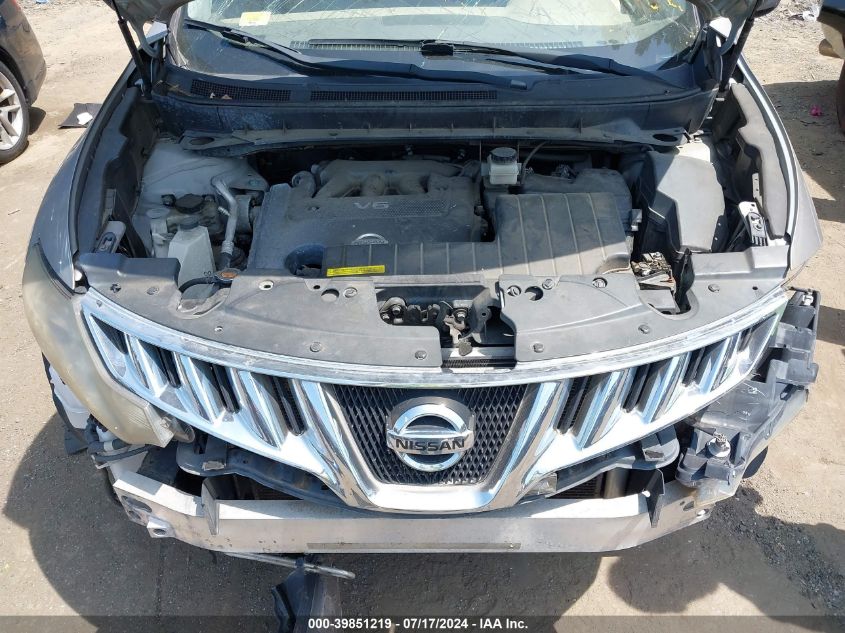 2010 Nissan Murano Sl VIN: JN8AZ1MW6AW131354 Lot: 39851219