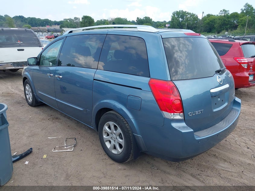 2008 Nissan Quest 3.5 Sl VIN: 5N1BV28UX8N123375 Lot: 39851514