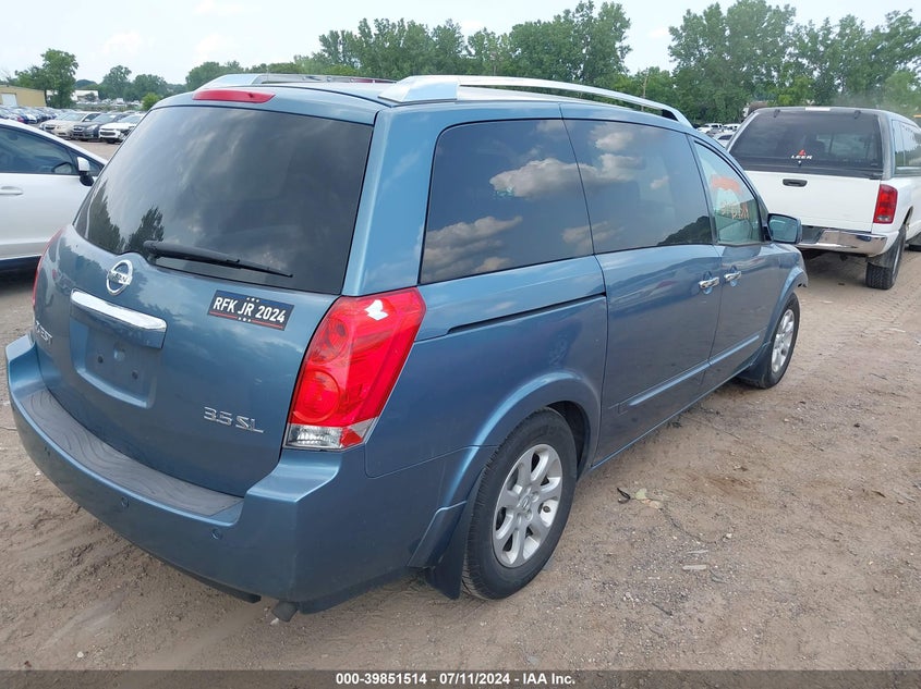 2008 Nissan Quest 3.5 Sl VIN: 5N1BV28UX8N123375 Lot: 39851514