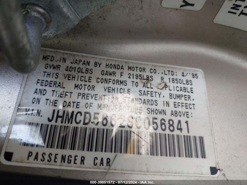 JHMCD5662SC056841 1995 Honda Accord Ex