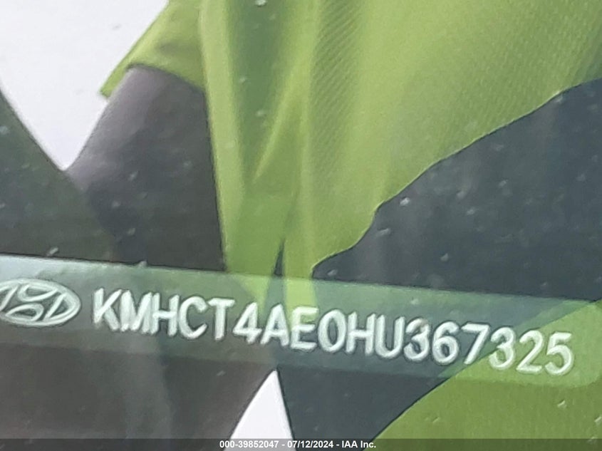 2017 Hyundai Accent Se VIN: KMHCT4AE0HU367325 Lot: 39852047