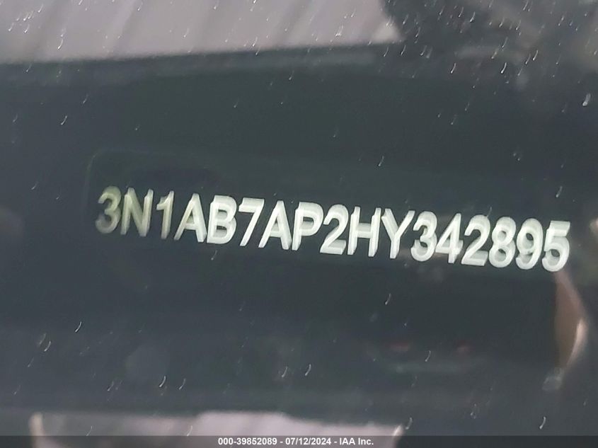 2017 Nissan Sentra S VIN: 3N1AB7AP2HY342895 Lot: 39852089