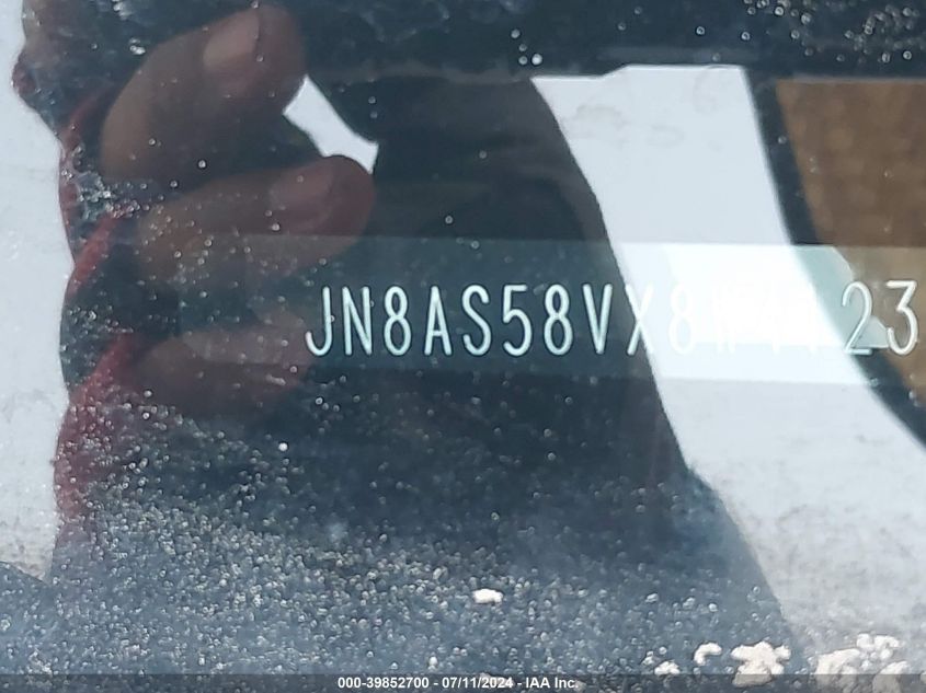 2008 Nissan Rogue Sl VIN: JN8AS58VX8W412306 Lot: 39852700