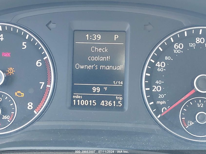 2012 Volkswagen Passat 2.5L Sel Premium VIN: 1VWCP7A37CC089057 Lot: 39853007