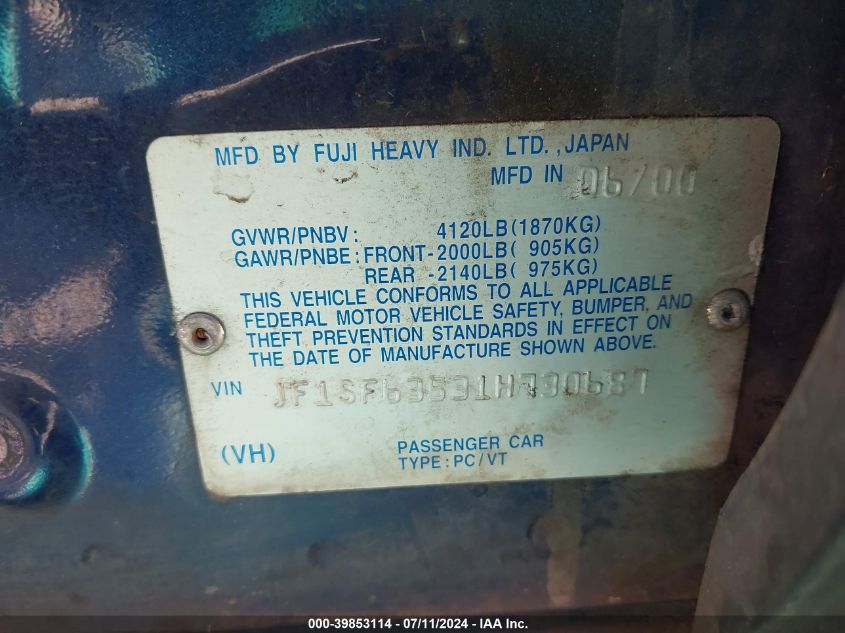 2001 Subaru Forester L VIN: JF1SF63531H730687 Lot: 39853114