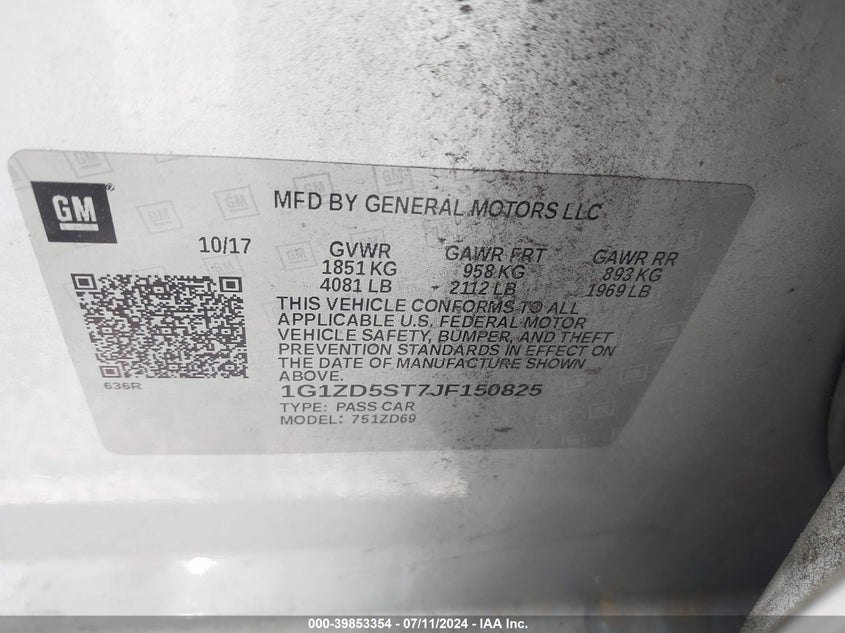 2018 Chevrolet Malibu Lt VIN: 1G1ZD5ST7JF150825 Lot: 39853354