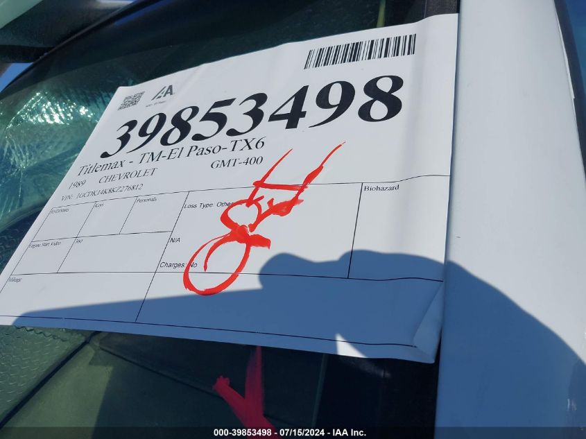 1989 Chevrolet Gmt-400 K1500 VIN: 1GCDK14K8KZ276812 Lot: 39853498