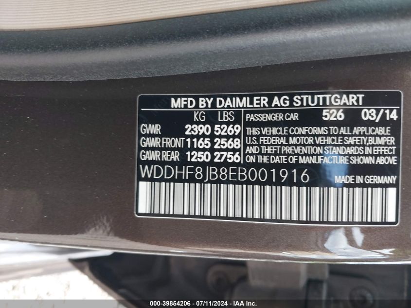 WDDHF8JB8EB001916 2014 Mercedes-Benz E 350 4Matic