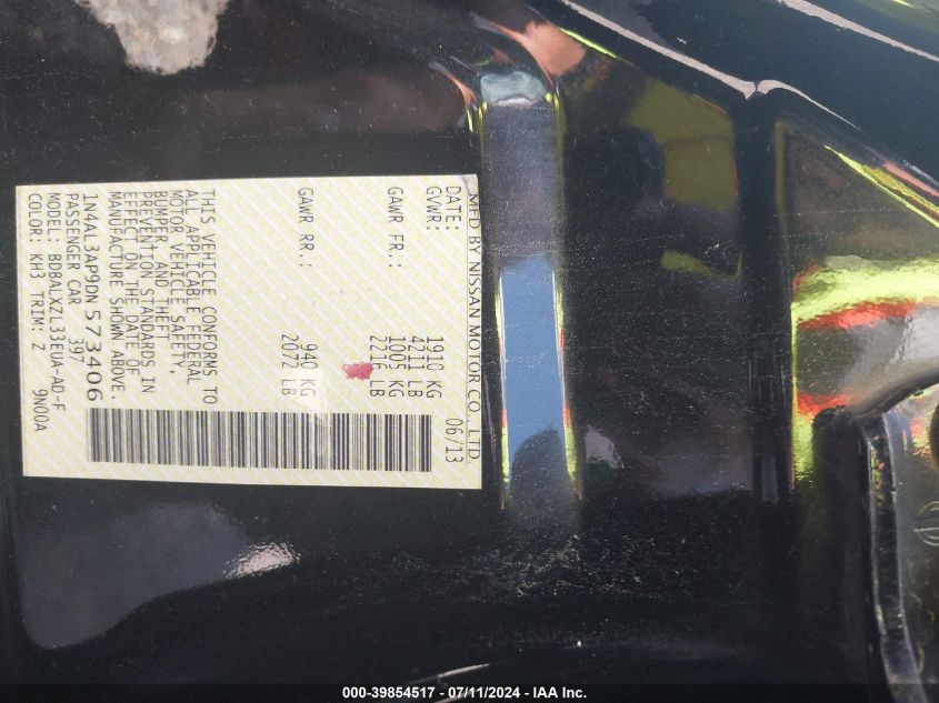 1N4AL3AP9DN573406 2013 Nissan Altima 2.5 Sl