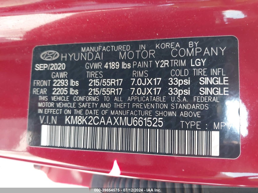 2021 HYUNDAI KONA SEL - KM8K2CAAXMU661525