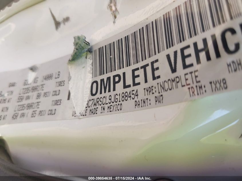 2018 Ram 3500 Chassis Tradesman/Slt/Laramie VIN: 3C7WRSCL9JG188454 Lot: 39854635