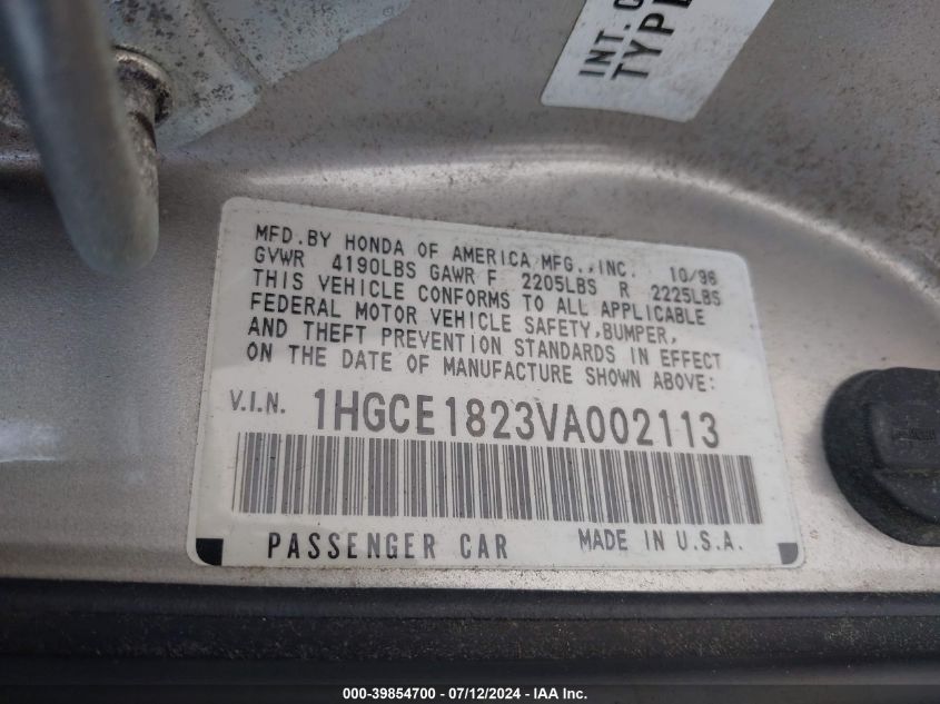 1HGCE1823VA002113 | 1997 HONDA ACCORD