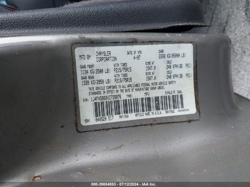 1997 Jeep Grand Cherokee Laredo/Tsi VIN: 1J4FX58S0VC735876 Lot: 39854883