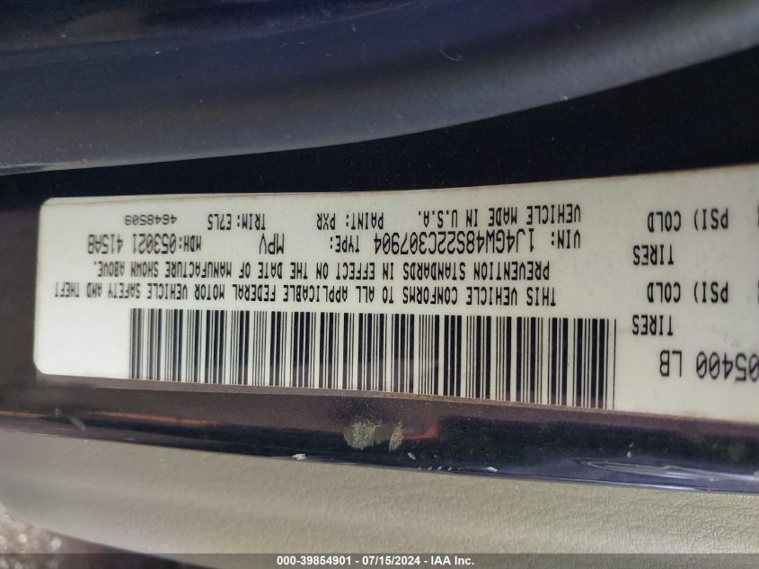 2002 Jeep Grand Cherokee Laredo VIN: 1J4GW48S22C307904 Lot: 39854901