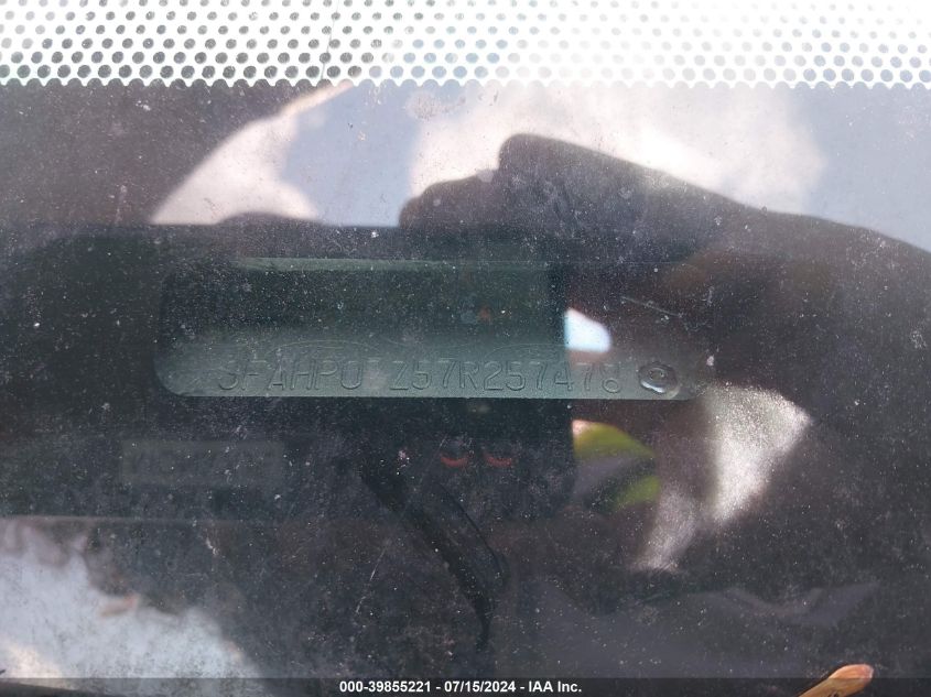 2007 Ford Fusion Se VIN: 3FAHP07Z57R257478 Lot: 39855221