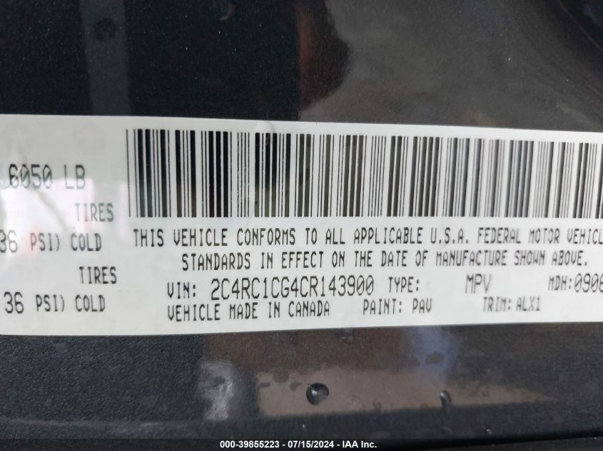 2012 Chrysler Town & Country Touring-L VIN: 2C4RC1CG4CR143900 Lot: 39855223