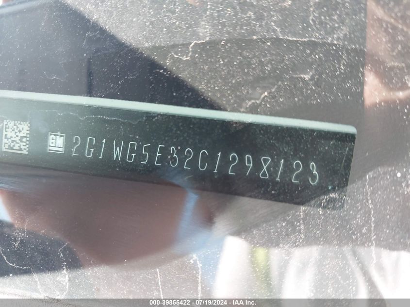 2012 Chevrolet Impala Lt VIN: 2G1WG5E32C1298123 Lot: 39855422