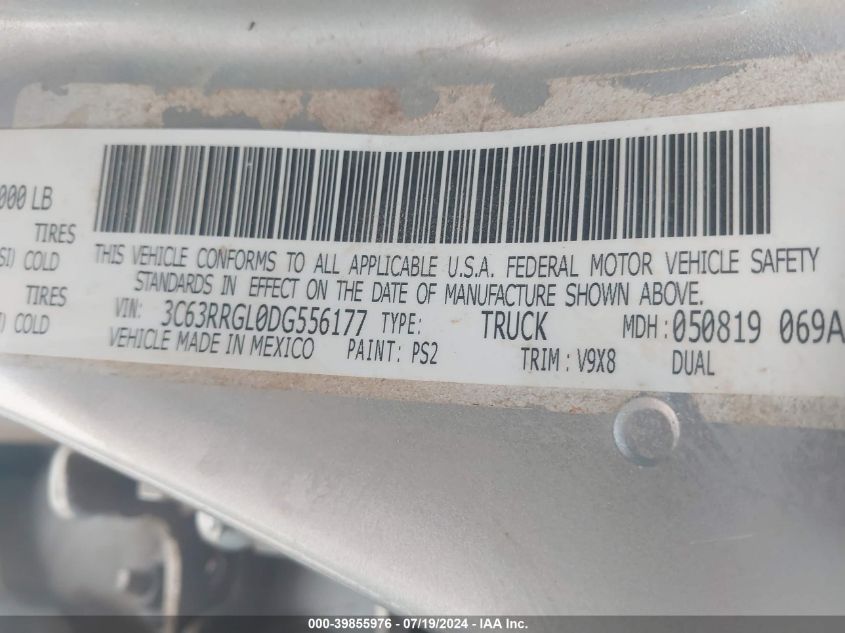 2013 Ram 3500 St VIN: 3C63RRGL0DG556177 Lot: 39855976