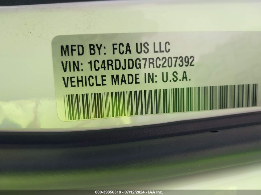 2024 DODGE DURANGO GT PLUS AWD - 1C4RDJDG7RC207392