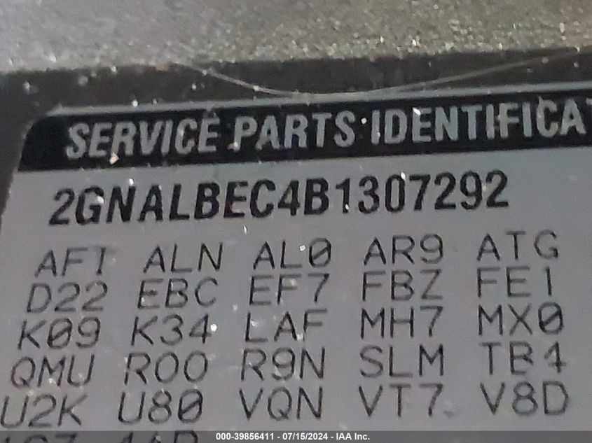 2011 Chevrolet Equinox Ls VIN: 2GNALBEC4B1307292 Lot: 39856411