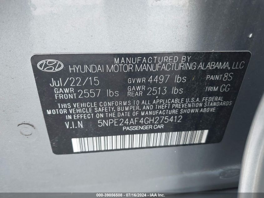 2016 HYUNDAI SONATA LIMITED/SPORT - 5NPE34AF4GH275441