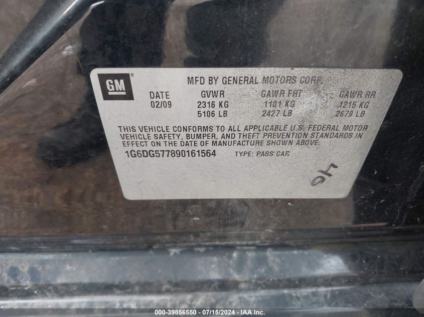 2009 Cadillac Cts Standard VIN: 1G6DG577890161564 Lot: 39856550