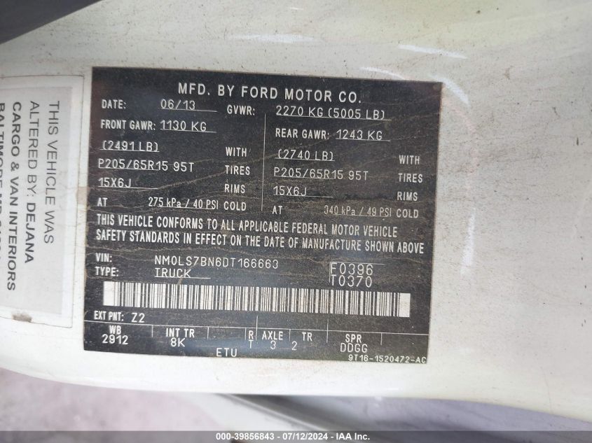 NM0LS7BN6DT166663 2013 Ford Transit Connect Xlt