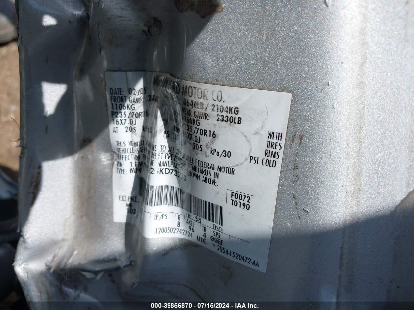 2005 Ford Escape Xlt VIN: 1FMYU93125KD73273 Lot: 39856870