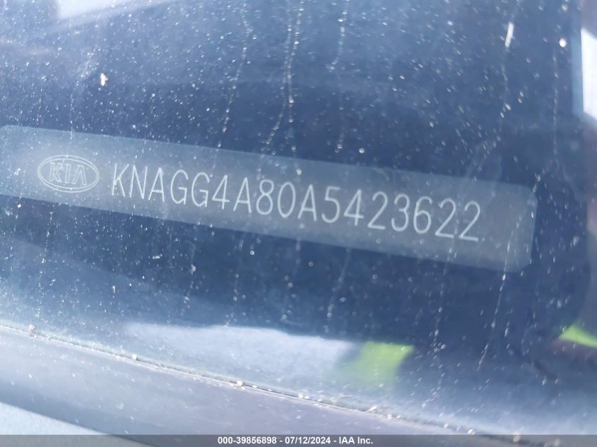 2010 Kia Optima Lx VIN: KNAGG4A80A5423622 Lot: 39856898