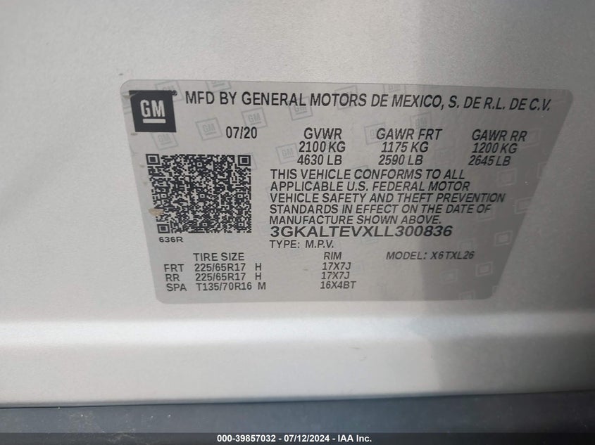 2020 GMC TERRAIN AWD SLE - 3GKALTEVXLL300836