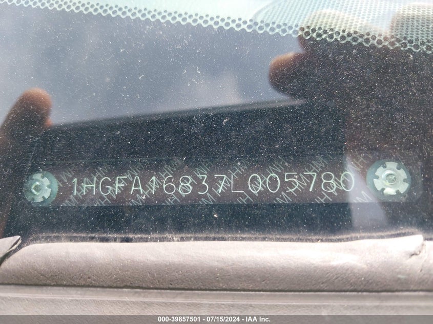 2007 Honda Civic Ex VIN: 1HGFA16837L005780 Lot: 39857501