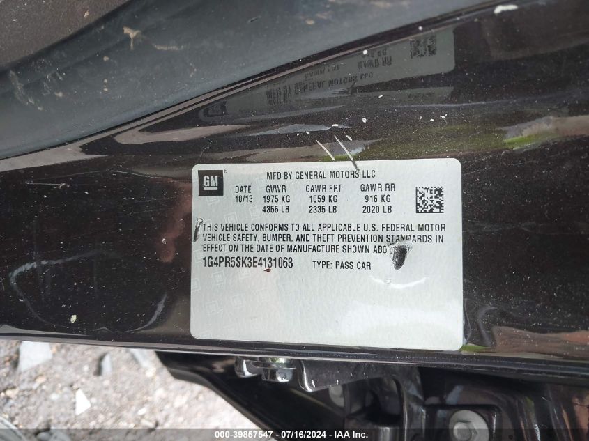 2014 Buick Verano Convenience VIN: 1G4PR5SK3E4131063 Lot: 39857547