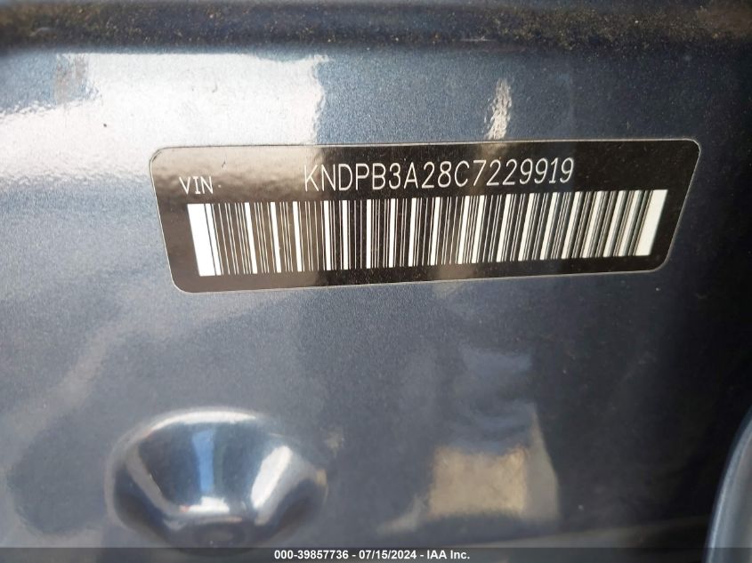 2012 Kia Sportage Lx VIN: KNDPB3A28C7229919 Lot: 39857736