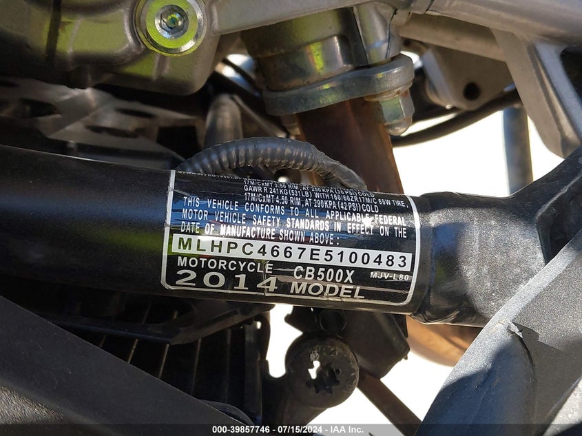 2014 HONDA CB500 X - MLHPC4667E5100483