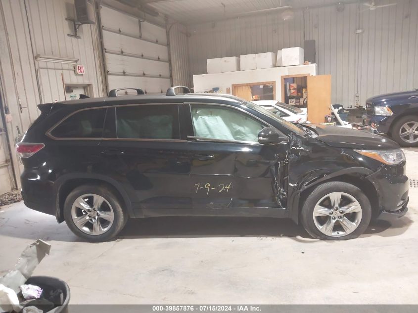 2015 Toyota Highlander Limited V6 VIN: 5TDDKRFH9FS149722 Lot: 39857876