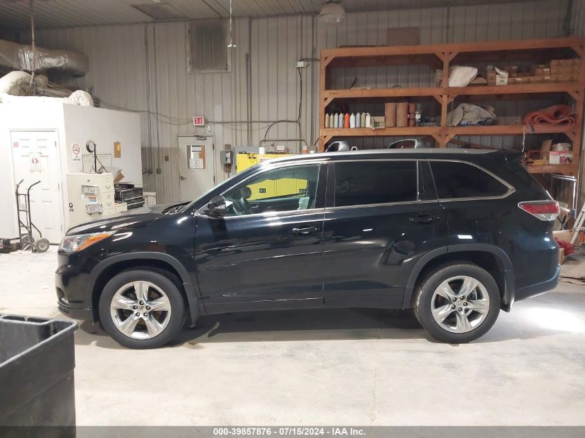 2015 Toyota Highlander Limited V6 VIN: 5TDDKRFH9FS149722 Lot: 39857876